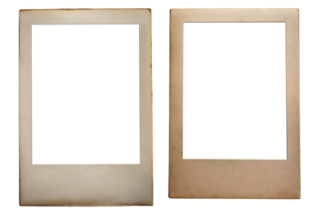 Two vintage photo frames with empty space for pictures on a white isolated background.