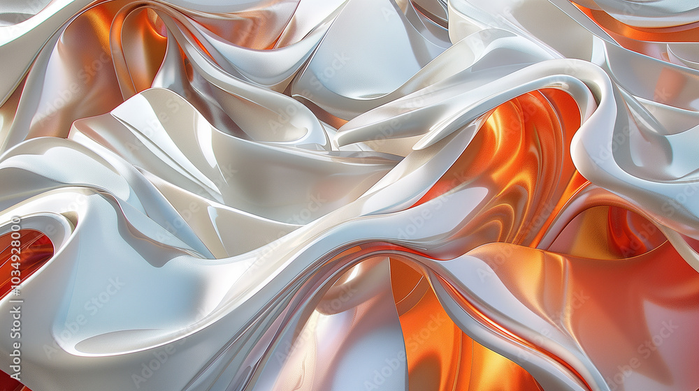 Poster abstract background with 3D wavy forms in a combination of matte and glossy textures.