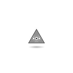 Masons symbol All seeing eye of God icon with shadow