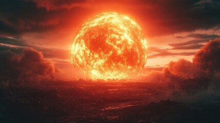 Nuclear bomb explosion illustration depicting the end of civilization Concept of nuclear warfare and its impending threat