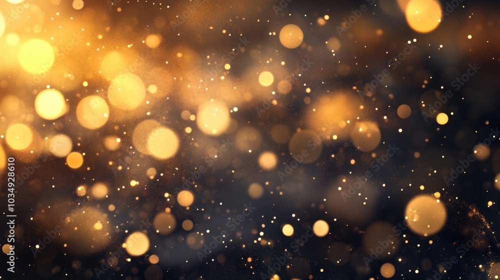 Poster abstract background featuring bokeh effects and shimmering gold sparkles