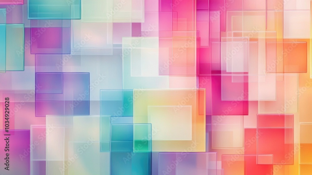 Poster abstract geometric wallpaper featuring a bright pastel color palette with a glossy texture showcasin