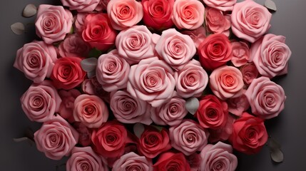 Obraz premium Full background of roses&nbsp;Valentines day festive red and pink rose background