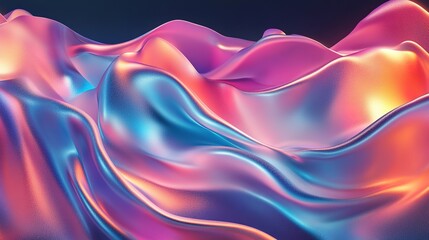 Naklejka premium Abstract silk fabric with colorful neon waves