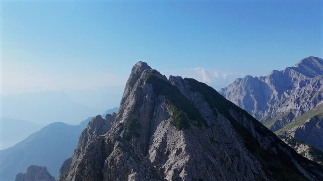 Grignetta Mountain Peak Of Lecco In Lombardy, Italy. Aerial Drone Shot
