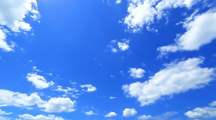 Blue Sky with White Clouds and Green Grass