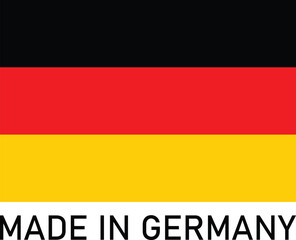 Made in Germany with German flag isolated on white background . Vector illustration