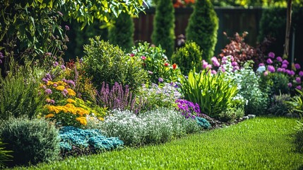 Vibrant Flower Garden with Lush Greenery
