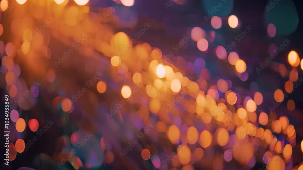 Poster a video capturing a blurred scene of numerous lights, creating a luminous and dynamic display, close