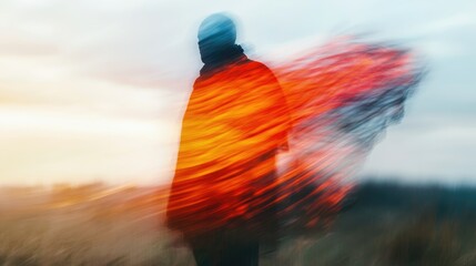 Blurred figure concealing their identity with a flag Rising gas bills and escalating energy costs Surge in natural gas prices Ongoing energy crisis