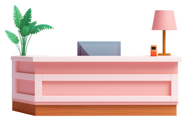 PNG Desk furniture reception cartoon.