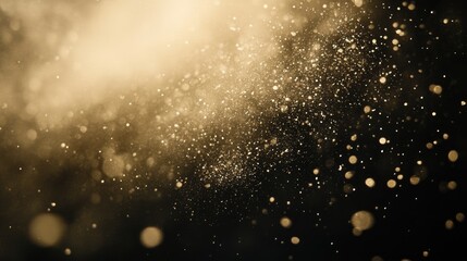 Obraz premium Airborne organic dust particles drift against a dark background