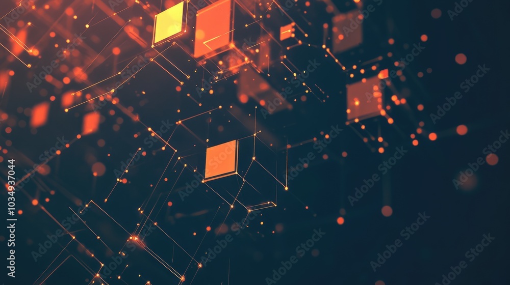 Poster minimalist abstract geometric design illustrating a convolutional neural network concept in technolo