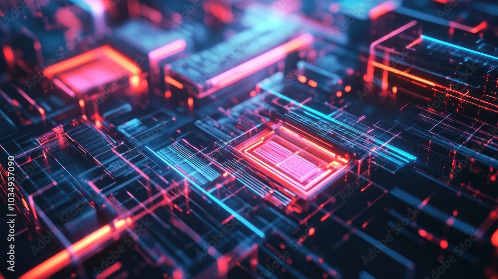 Poster a digital backdrop showcasing geometric patterns and textures with a cyber aesthetic