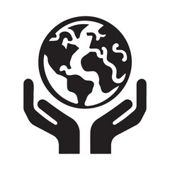 Hands Holding Earth for Recycling, Environment Care Icon Isolated on White Background