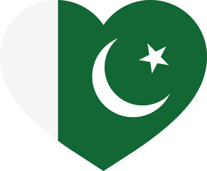 Pakistan flag heart . Pakistan love symbol . Pakistan flag in heart shape . Vector illustration