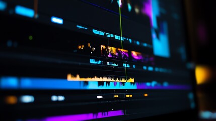 Fototapeta premium Video editing software interface close-up