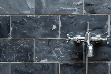 Naklejka premium Elegant Slate Wall with Modern Faucet Design