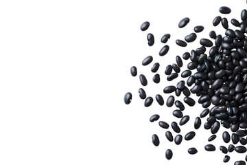 Black beans isolated on white background.