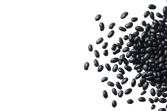 Black beans isolated on white background.