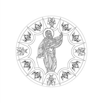 bearded man surrounded by angels clip art preview