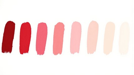 Obraz premium Generative AI, Smooth gradient transition of seven vertical brushstrokes from deep crimson red to pure white on a minimalist background