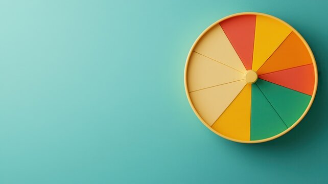 Playful 3D illustration of a trivia wheel game featuring blank text areas for customizable fun!