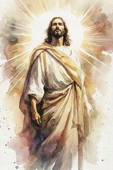 Jesus Christ portrait watercolor illustration