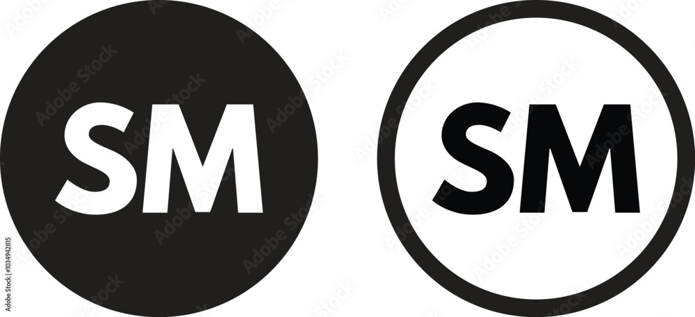 Poster sm mark icon set in two styles . service mark icon vector