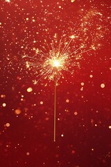 Festive bright fireworks holiday red background illustration