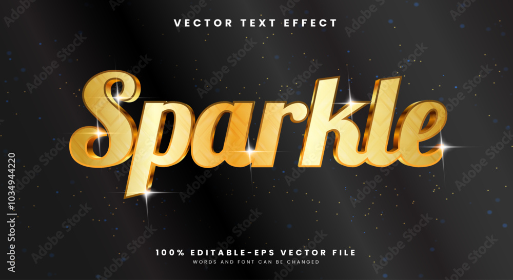 Poster sparkle gold style 3d editable text effect template with sparkling particle concept