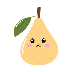 adorable kawaii pear emoticon gesture face element stock design