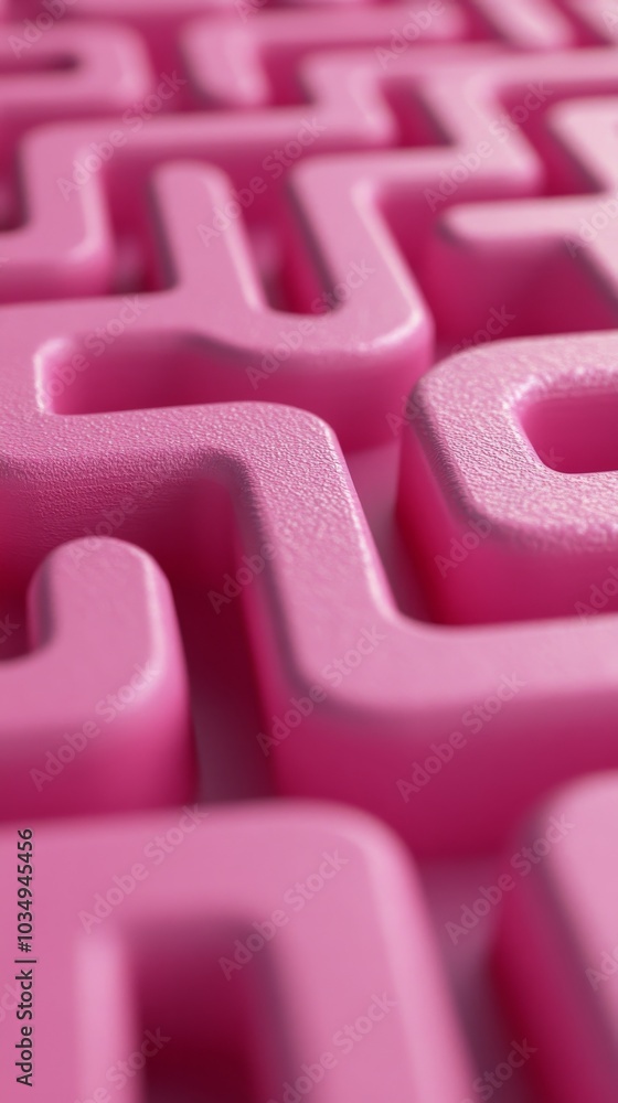 Poster the vibrant pink maze features a series of intricate and smooth curves, creating an engaging visual 