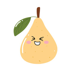 adorable kawaii pear emoticon gesture face element stock design