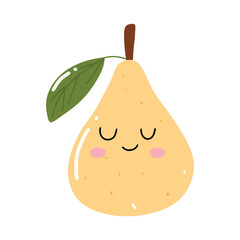 adorable kawaii pear emoticon gesture face element stock design
