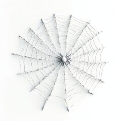 Fototapeta premium 3D Render, Low Poly style of a creepy spider web with a spider in the center, on isolated white background