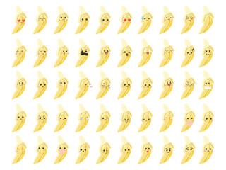 banana emoticon cartoon isolated on white background. banana mascot illustration