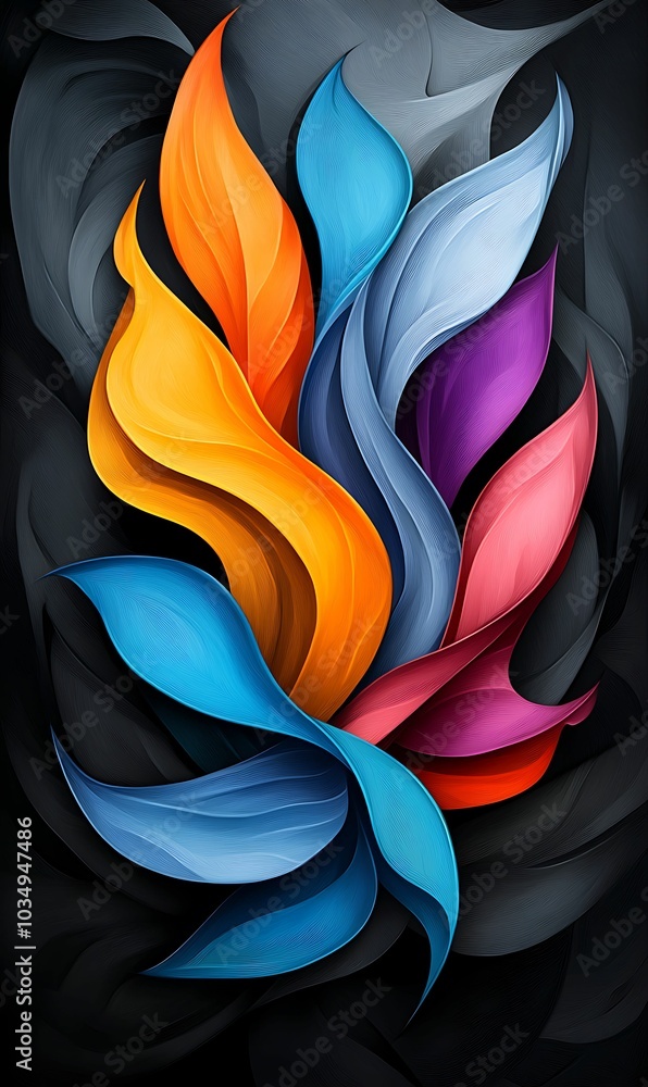 Aufkleber vibrant flow a stunning abstract composition of colorful curves and dynamic shapes against a dark ba