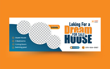 Real estate home sale social media Facebook cover design and web banner template
