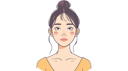 Illustrated Female Portrait with Natural Expression