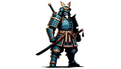 Cartoon Samurai Warrior in Armor