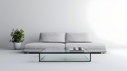 Elegant Glass Coffee Table Centerpiece on White Background