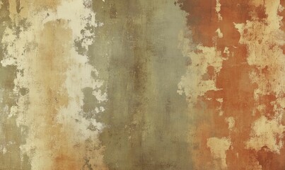 Fototapeta premium Distressed textured wall, brown, beige, and green.