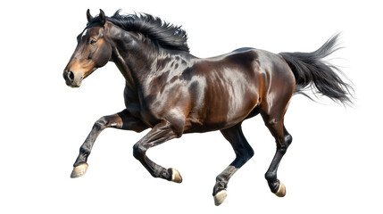Galloping Horse in Motion on White Background