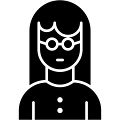 Vector Icon glasses wearing, woman, female, girl, nerd