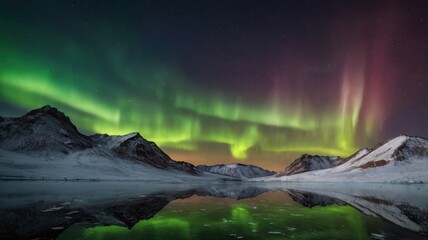 Naklejka premium Aurora on Mars in the Snowy Mountains