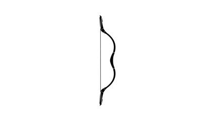 mongolian bow, black isolated silhouette