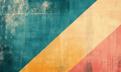 Distressed wall with blue, yellow, and red sections.