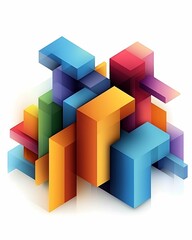 Obraz premium Vibrant geometric structures an abstract exploration of colorful block forms and their dynamic interplay in design and art