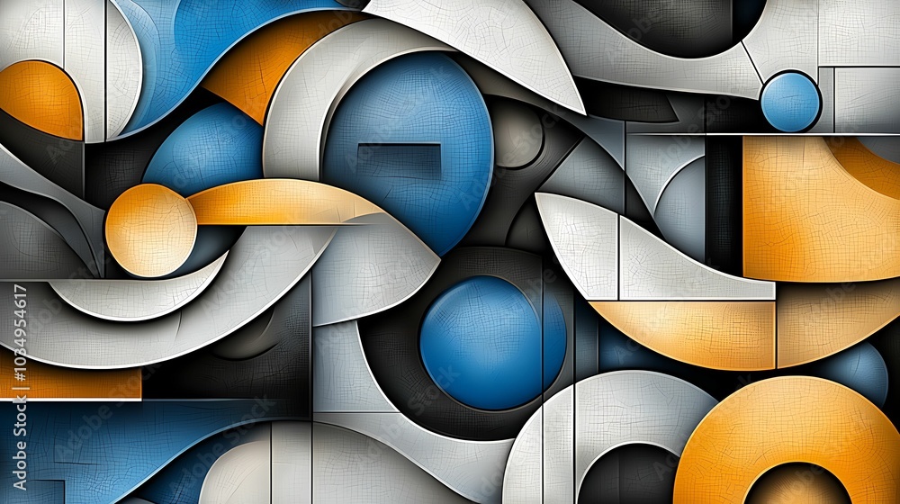 Aufkleber dynamic fusion of shapes and colors an abstract exploration of geometry and form in modern art